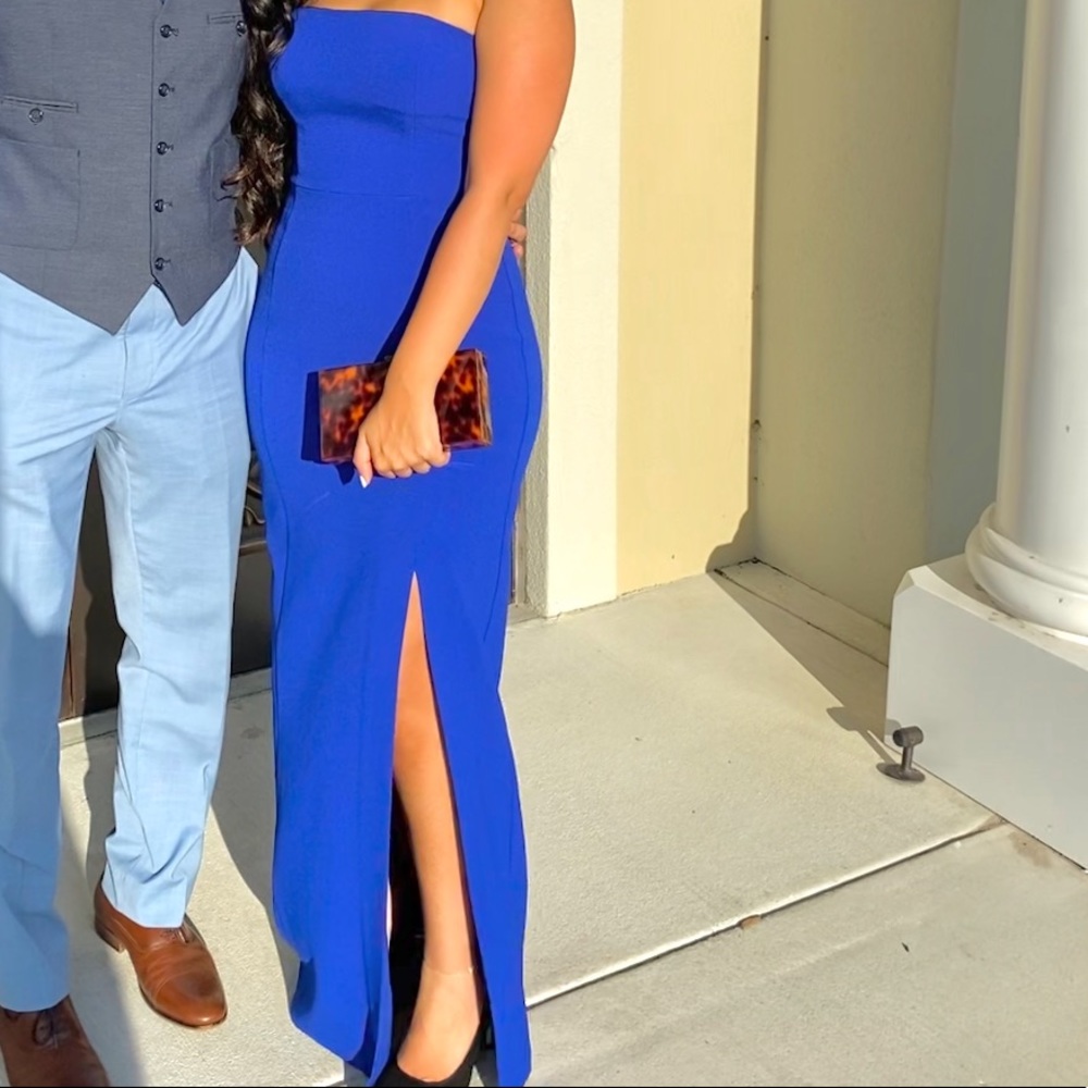 Long Maxi Blue Dress with slit elegant formal